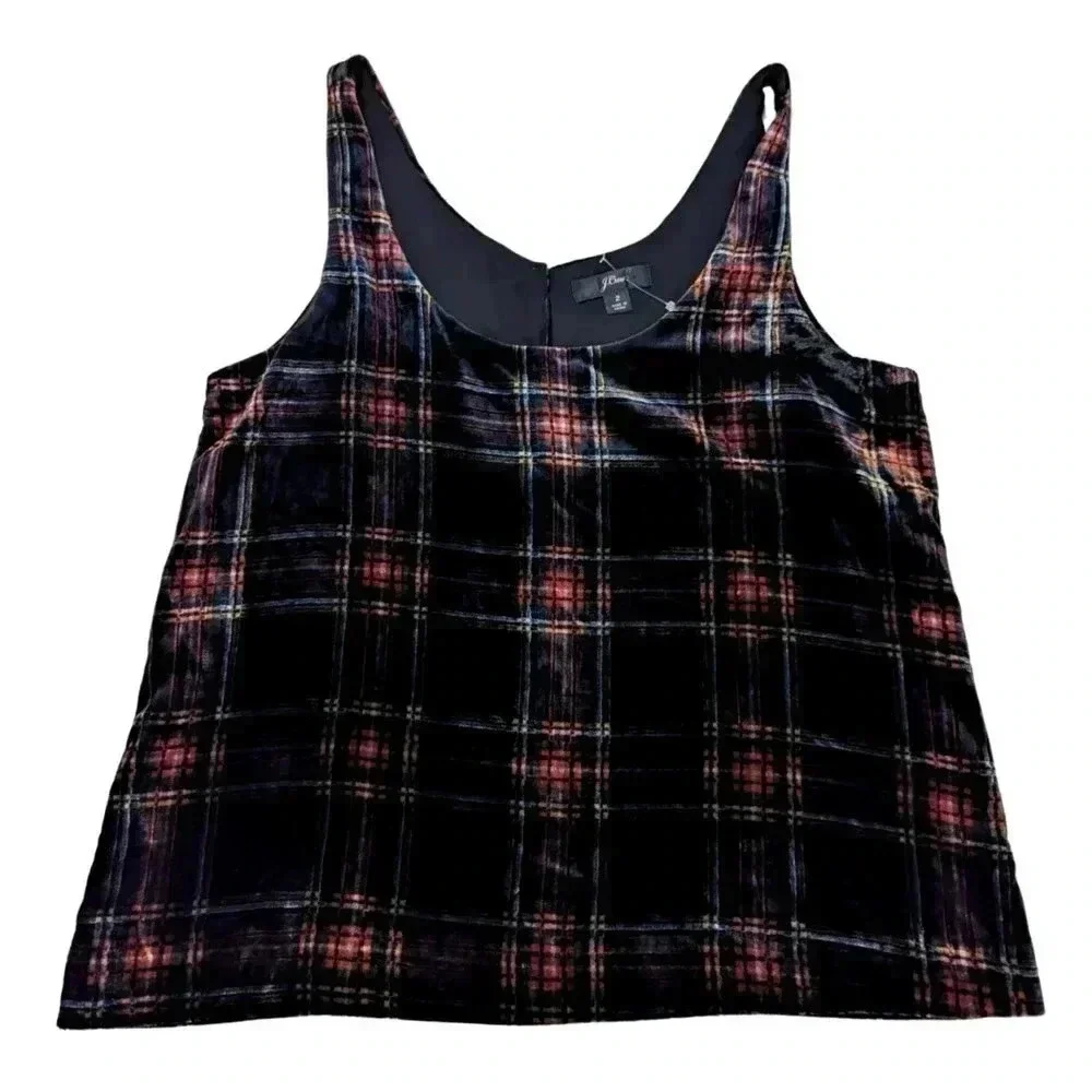 J. CREW NWOT plaid Velvet Camisole Size 2